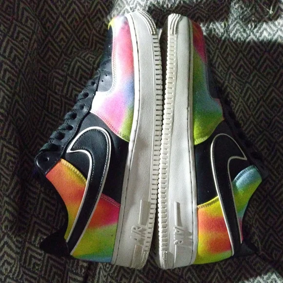 Nike Air Force 1 Low Black Tie Dye Mens Size 1 - Picture 7 of 13